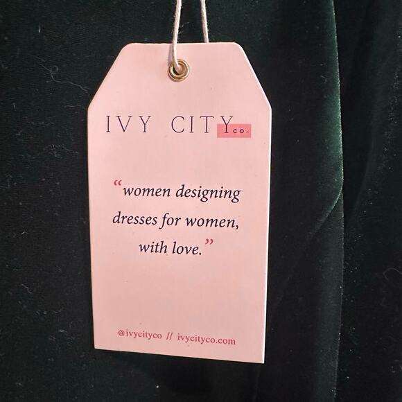 Ivy City Women's Scarlett Velvet Green Puff Sleeve Square Neck Dress 3X - Picture 7 of 16